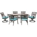 Hanover Hanover MONDN7PCSW-2-BLU 40 x 68 in. Blue with 4 Dining Chairs; 2 Swivel Rockers & Tile-Top Table Dining Set; 7 Piece MONDN7PCSW-2-BLU